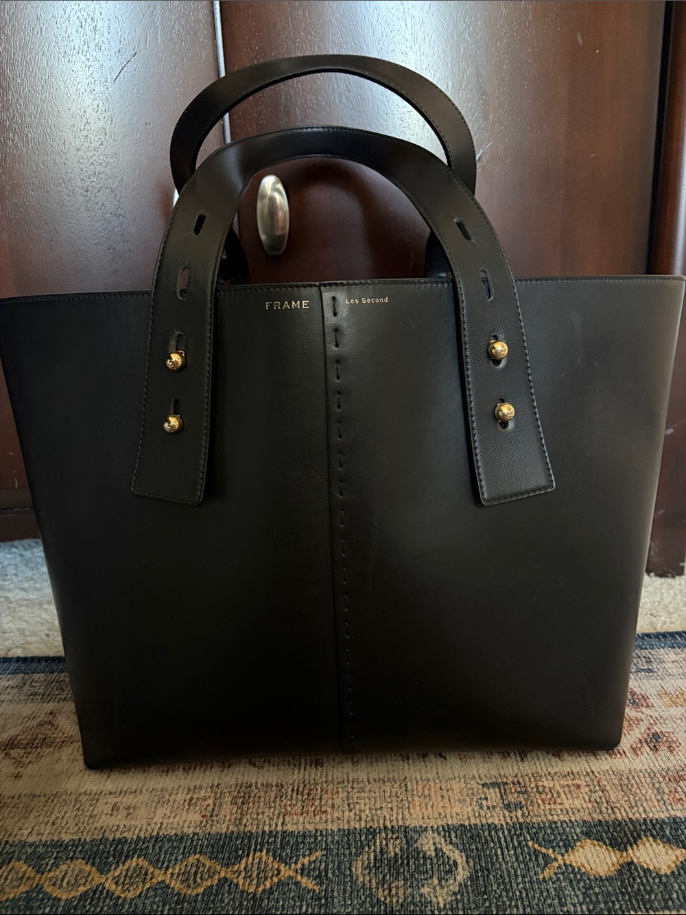 Frame Les Second Medium Black Leather Tote - Practically New (Used for 1 Week)